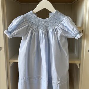 Rosette Blue Hand Smocked Girls' Bishop Dress -